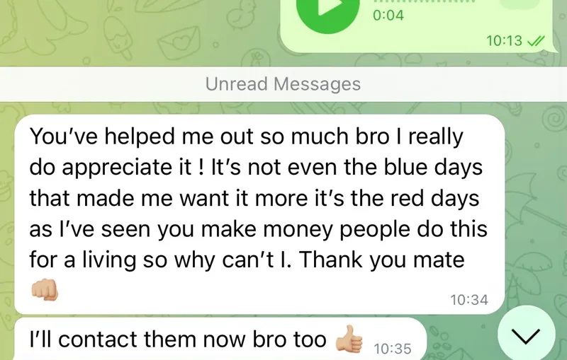 Member message thanking Jack for his help