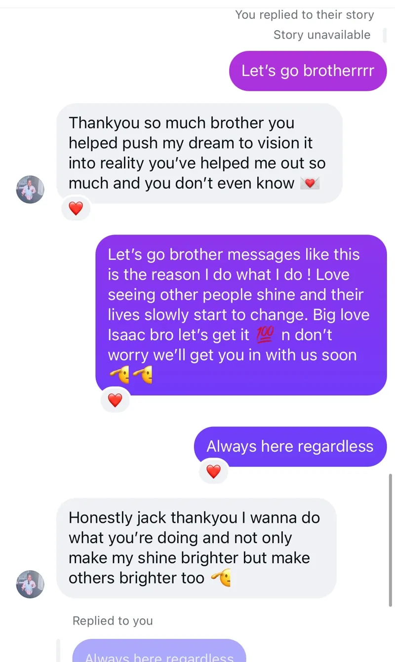Member Instagram message thanking Jack